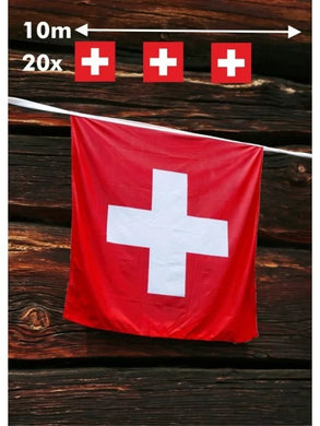 Croix suisse 30x30cm guirlande 10m