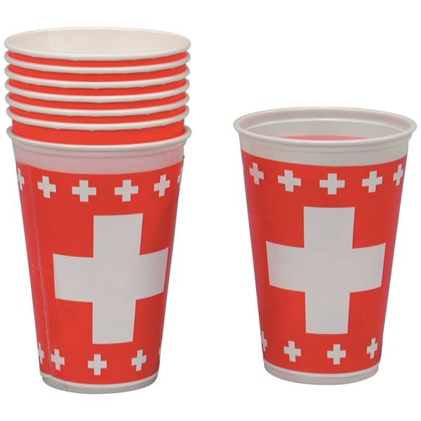 8 Becher mit Schweizerkreuz