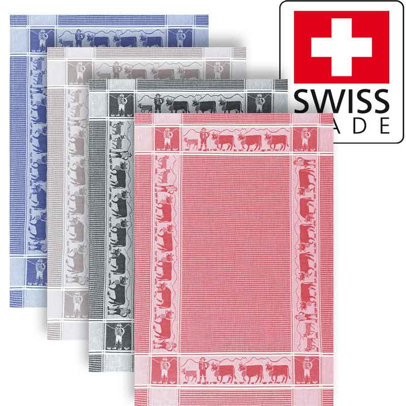 Alpfahrt Waffeltuch in 4 Farben. Hergestellt in der Schweiz