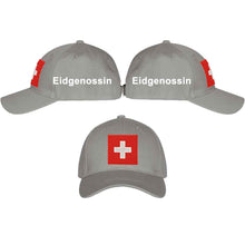 Carica l&#39;immagine nel visualizzatore di Gallery, Baseball Cap Grau mit Schweizerkreuz, Text Eidgenossin
