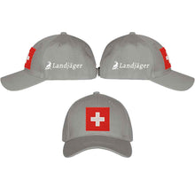 Carica l&#39;immagine nel visualizzatore di Gallery, Baseball Cap Grau mit Schweizerkreuz, Text Landjäger
