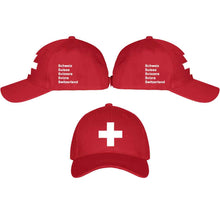 Load image into Gallery viewer, Baseball Cap Rot mit Schweizerkreuz, Pass Design
