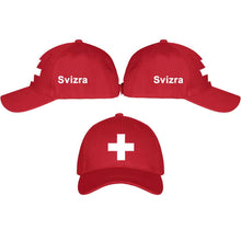 Load image into Gallery viewer, Baseball Cap Rot mit Schweizerkreuz, Text Svizra
