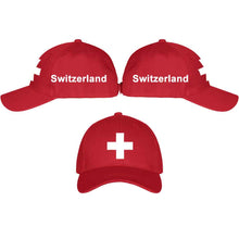 Charger l&#39;image dans la galerie, Baseball Cap Rot mit Schweizerkreuz, Text Switzerland
