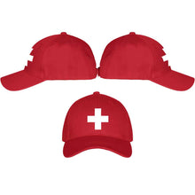 Load image into Gallery viewer, Baseball Cap Rot mit Schweizerkreuz
