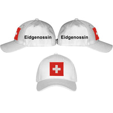 Charger l&#39;image dans la galerie, Baseball Cap Weiss mit Schweizerkreuz, Text Eidgenossin
