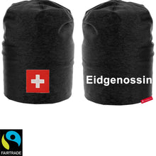 Load image into Gallery viewer, Beanie Schwarz mit Schweizerkreuz, Eidgenossin
