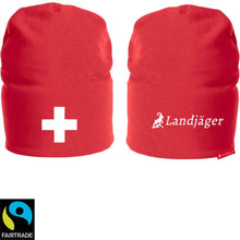 Load image into Gallery viewer, Beanie Rot mit Schweizerkreuz Landjäger
