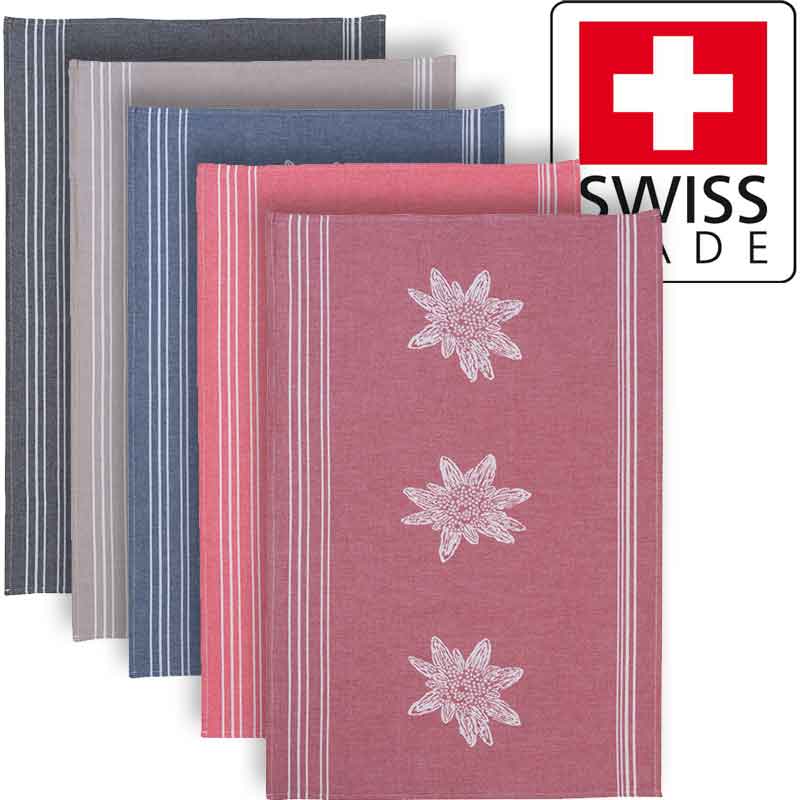 Berg-Edelweiss Küchentuch in 5 Farben, Hergestellt in der Schweiz