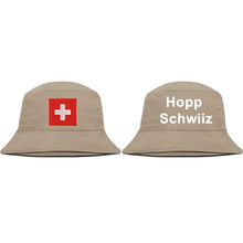 Load image into Gallery viewer, Bucket hat Swiss cross
