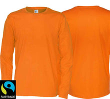 Load image into Gallery viewer, Herren T-Shirt Langarm Orange, Fairtrade Zertifiziert.
