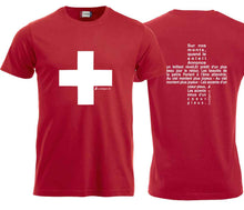 Load image into Gallery viewer, T-Shirt Schwarz, Helvetia Brust und Nationalhymne Französisch
