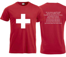 Load image into Gallery viewer, T-Shirt Schwarz, Schweizerkreuz Brust und Nationalhymne Französisch
