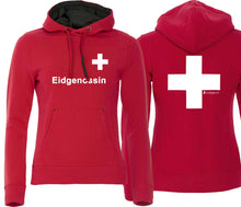 Lade das Bild in den Galerie-Viewer, Hoodie Damen mit Schweizerkreuz und Text Eidgneossin
