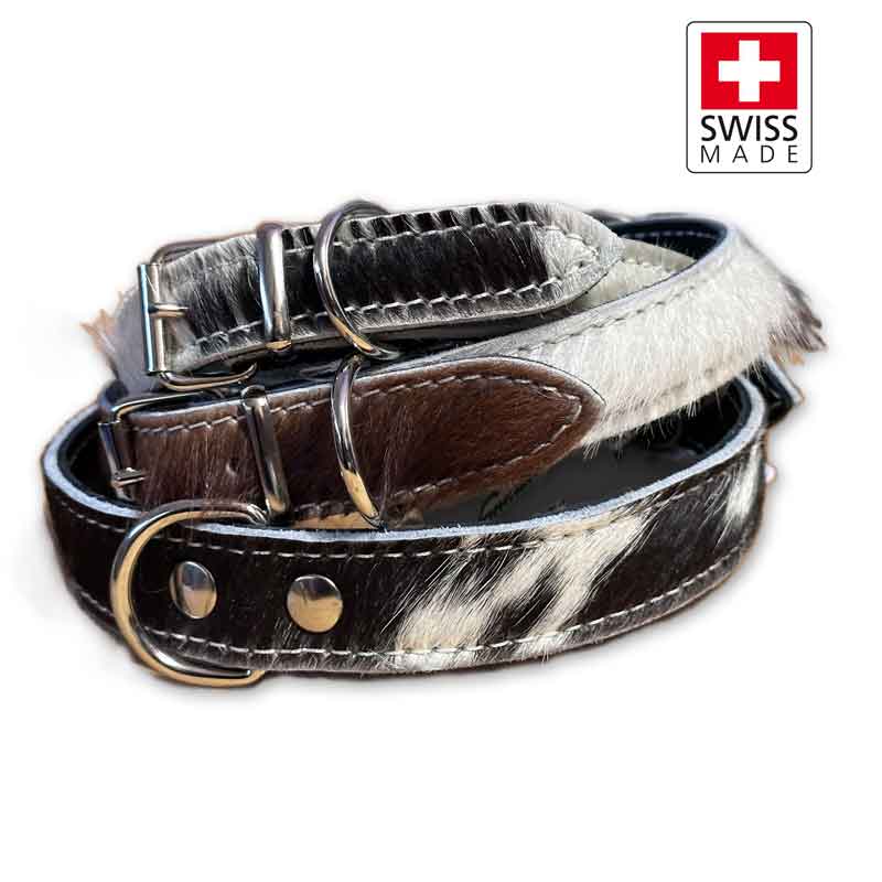 Hundehalsband Kuhfell Swiss Made