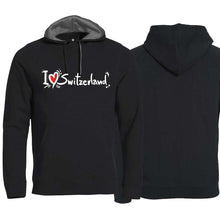 Load image into Gallery viewer, Hoodie Schwarz, I Love Switzerland
