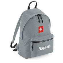 Charger l&#39;image dans la galerie, Rucksack Easy in Grau mit Schweizerkreuz und Text Eidgenoss
