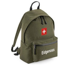 Charger l&#39;image dans la galerie, Rucksack Easy in Militärgrün mit Schweizerkreuz und Text Eidgenoss
