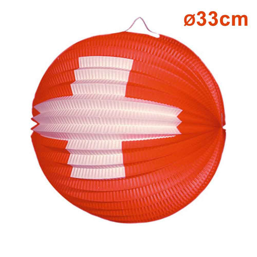 Lampion ballon XXL avec croix suisse ø 33 cm