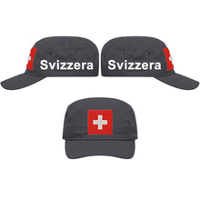 Load image into Gallery viewer, Militär Cap Anthrazit mit Schweizerkreuz, Text Svizzera
