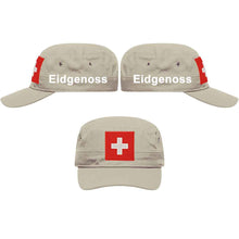 Load image into Gallery viewer, Militär Cap Khaki mit Schweizerkreuz, Text Eidgenoss
