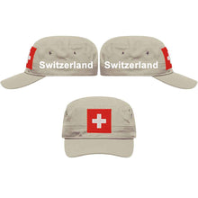 Load image into Gallery viewer, Militär Cap Khaki mit Schweizerkreuz, Text Switzerland
