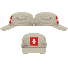 Load image into Gallery viewer, Militär Cap Khaki mit Schweizerkreuz
