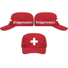 Load image into Gallery viewer, Militär Cap Rot mit Schweizerkreuz, Text Eidgenossin
