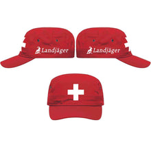 Load image into Gallery viewer, Militär Cap Rot mit Schweizerkreuz, Text Landjäger
