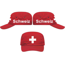 Load image into Gallery viewer, Militär Cap Rot mit Schweizerkreuz, Text Schweiz
