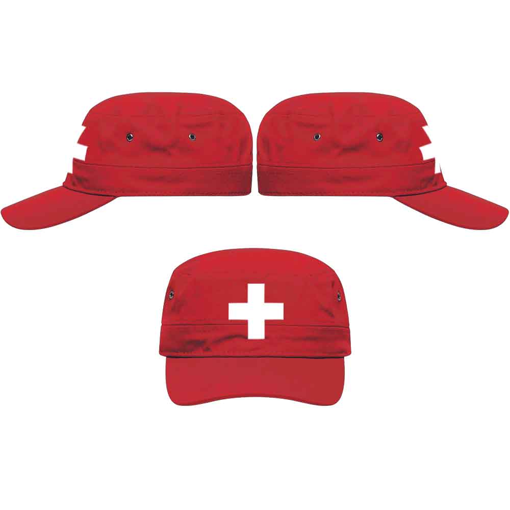 Militär Cap Rot mit Schweizerkreuz