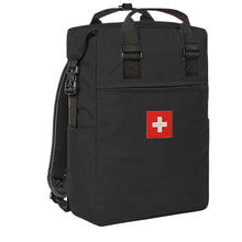 Load image into Gallery viewer, Trage Rucksack in Schwarz mit Schweizerkreuz
