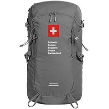 Load image into Gallery viewer, Outdoor Rucksack in Grau mit Schweizerkreuz und Schweizer Pass Design
