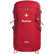 Load image into Gallery viewer, Outdoor Rucksack in Rot mit Schweizerkreuz und Text Suisse
