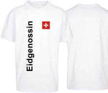 Charger l&#39;image dans la galerie, Oversize T-Shirts Weiss mit Schweizerkreuz und Text Eidgenossin

