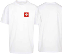 Charger l&#39;image dans la galerie, Oversize T-Shirts Weiss mit Schweizerkreuz
