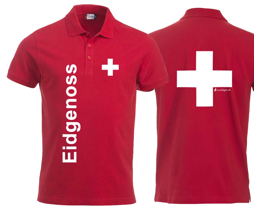 Polo mit Schweizerkreuz und Text Eidgenoss