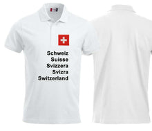 Load image into Gallery viewer, Polo White Edition mit Schweizerkreuz und Text Schweizer Pass
