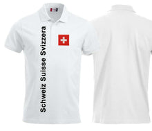 Carica l&#39;immagine nel visualizzatore di Gallery, Polo White Edition mit Schweizerkreuz und Text Schweiz Suisse Svizzera
