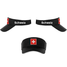 Carica l&#39;immagine nel visualizzatore di Gallery, Schirmmütze / Cap Schwarz mit Schweizerkreuz, Text Schweiz
