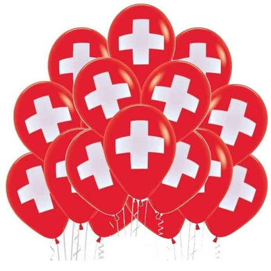 25 ballons Sempertex Ø 30cm rouge croix suisse