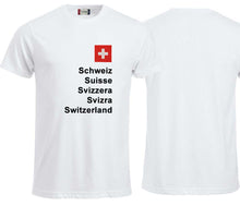 Carica l&#39;immagine nel visualizzatore di Gallery, T-Shirt Weiss mit Schweizerkreuz und Text Schweizer Pass
