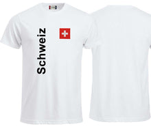 Carica l&#39;immagine nel visualizzatore di Gallery, T-Shirt Weiss mit Schweizerkreuz und Text Schweiz
