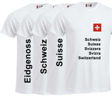 Load image into Gallery viewer, T-Shirt Weiss mit Schweizerkreuz und Text
