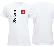 Charger l&#39;image dans la galerie, T-Shirt Weiss Damen mit Schweizerkreuz und Text Svizra
