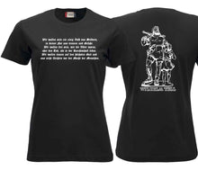 Carica l&#39;immagine nel visualizzatore di Gallery, Damen T-Shirt Schwarz mit Wilhelm Tell und Rütlischwur
