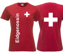 Load image into Gallery viewer, T-Shirt Damen mit Schweizerkreuz und Text Eidgenossin
