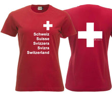 Load image into Gallery viewer, T-Shirt Damen mit Schweizerkreuz und Text Pass Design
