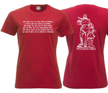 Carica l&#39;immagine nel visualizzatore di Gallery, Damen T-Shirt Rot mit Wilhelm Tell und Rütlischwur
