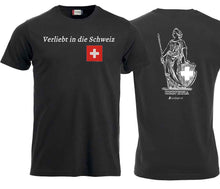 Charger l&#39;image dans la galerie, T-Shirt Schwarz, Schweizerkreuz Brust und Rücken
